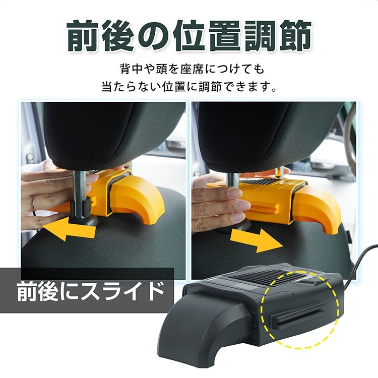 車載扇風機 座席ファン 車載ファン USB給電 背中/後部座席対応 3段階風量 简单取付 電源コード約172cm ドライブ 長時間運転 暑さ対策 蒸れ解消 ee421 - 画像 (8)