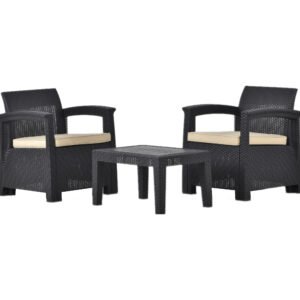 ラタン調 ガーデンファニチャー 3点 ガーデンテーブル ガーデンチェアー ラタン調 テーブル 家具 樹脂 ホテル カフェ ベランダ テラス 屋外家具 高級 ソファ ガーデンソファー ガーデニング 新作自信作【ベージュ】