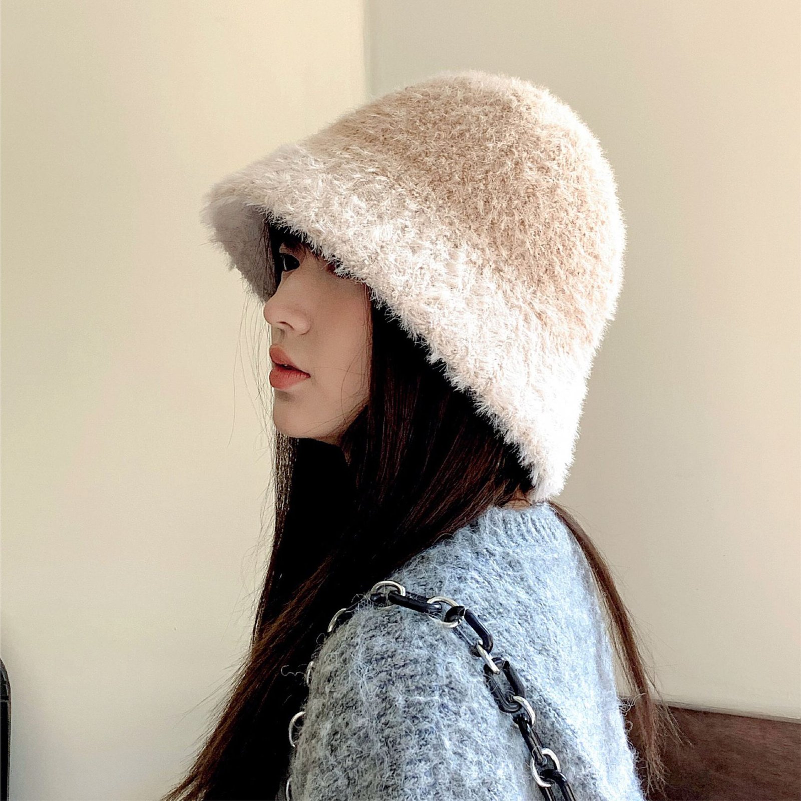 バケットハット 漁師の帽子 ファジー バケット ハット 女性の帽子 屋外の暖かい帽子 ファジーフィッシャーマンハット ファジー ウォーム バケット ハット jtl049 - 画像 (2)