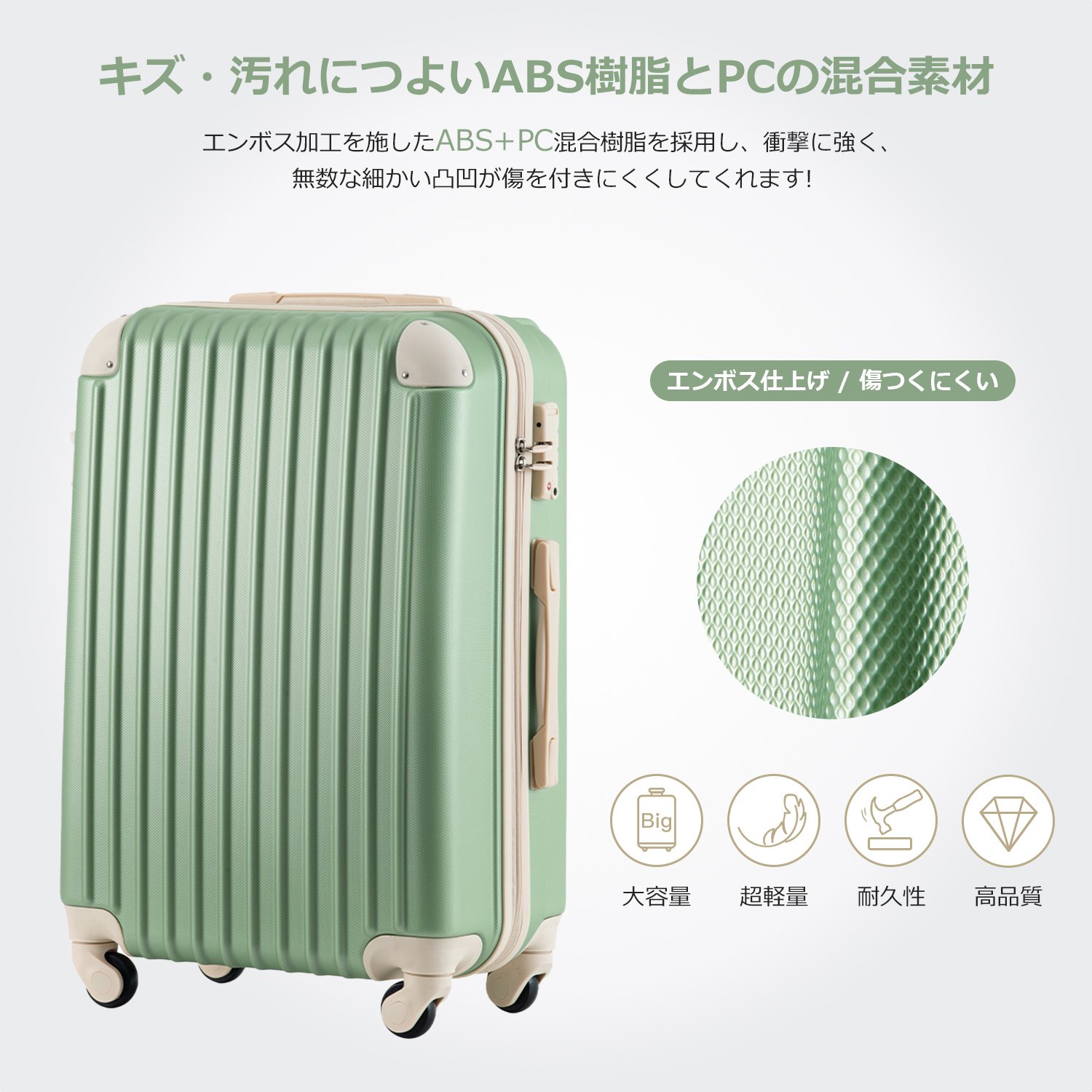 Mサイズ スーツケース キャリーバッグ キャリーケース 超軽量 TSAロック搭載 4日-7日 中型 PP298908DAA - 画像 (2)