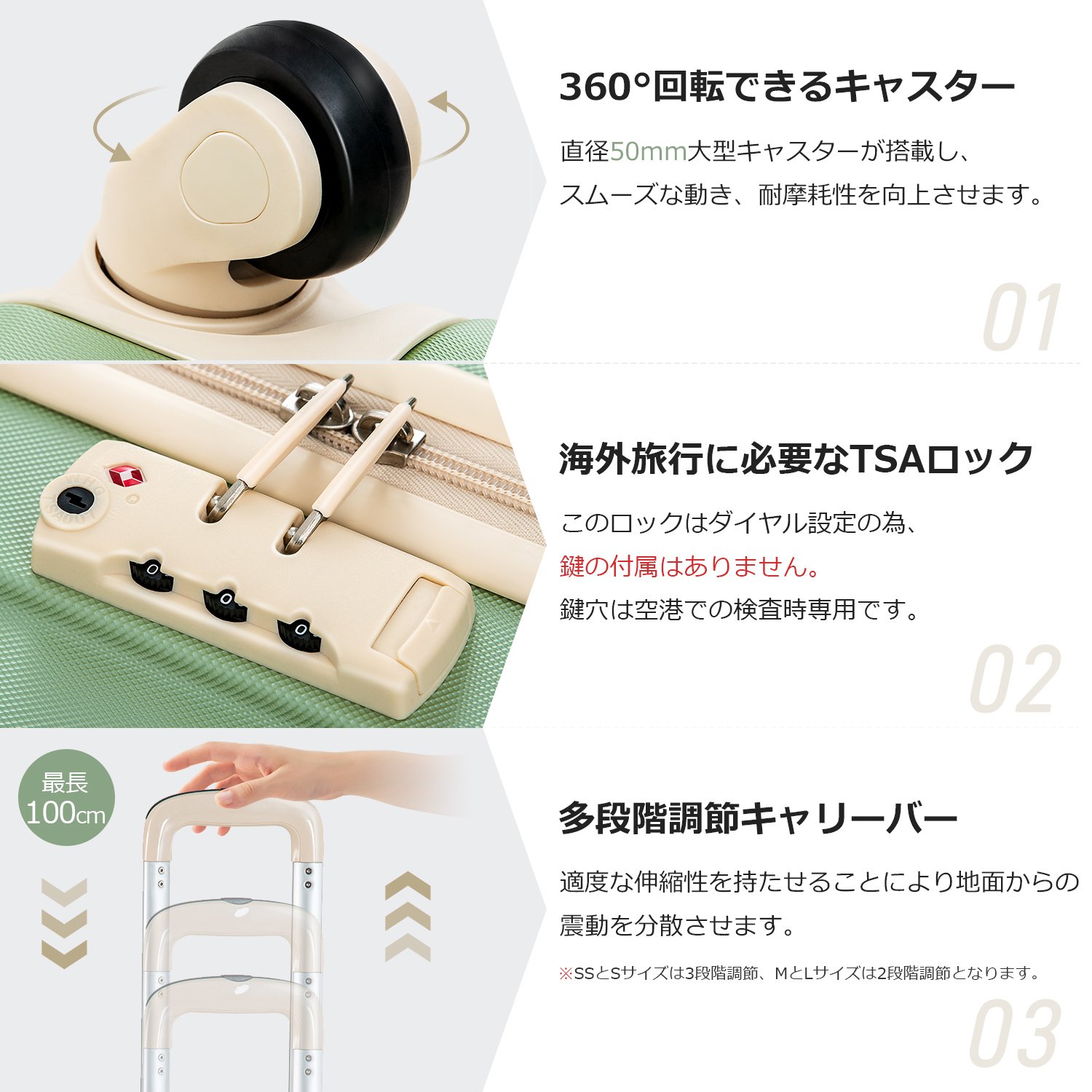 Mサイズ スーツケース キャリーバッグ キャリーケース 超軽量 TSAロック搭載 4日-7日 中型 PP298908DAA - 画像 (4)