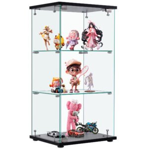 コレクションケース ガラスディスプレイキャビネット フィギュアケース 3段 ブラック 強化ガラス 全面ガラス サイズ:幅42.5×奥行36.5×高さ86cm WF320579BAA