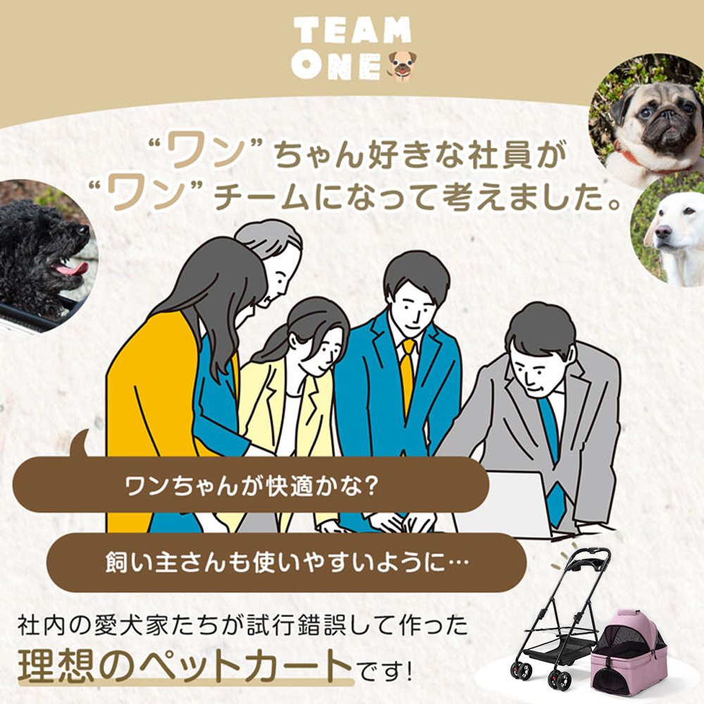 ペットカート 折り畳み 4輪 ストッパー付き 通気性抜群 小物入れ 手洗い可能 軽量 ドッグカート分離式 ペット用品収納 組立簡単 小動物 お出かけ ペット散歩 多頭ペットカート Y-01 - 画像 (5)