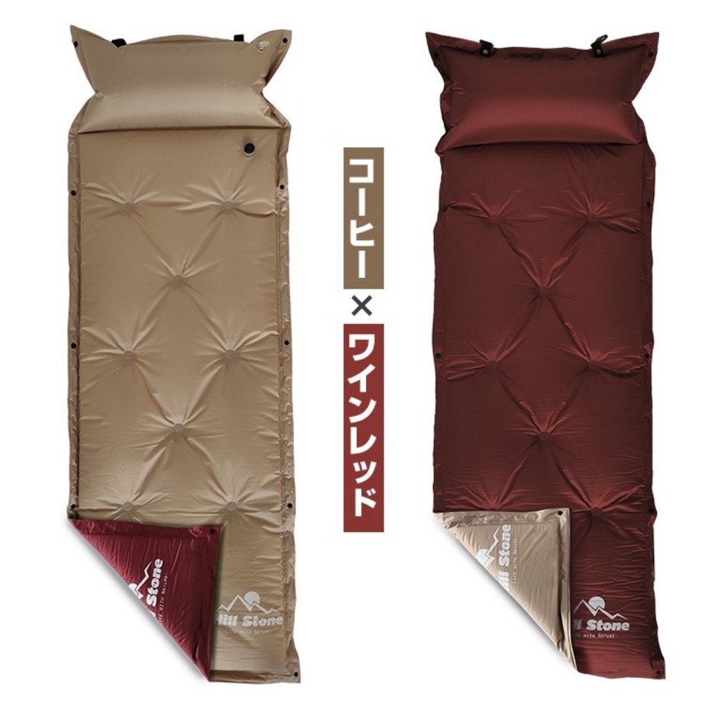 キャンプエアーマット キャンプマット キャンピングマット 170×58cm 厚さ5cm 自動膨張 連結可能 収納袋付き キャンピング 車中泊 防災用 登山 テント用 アウトドア ad024 - 画像 (8)