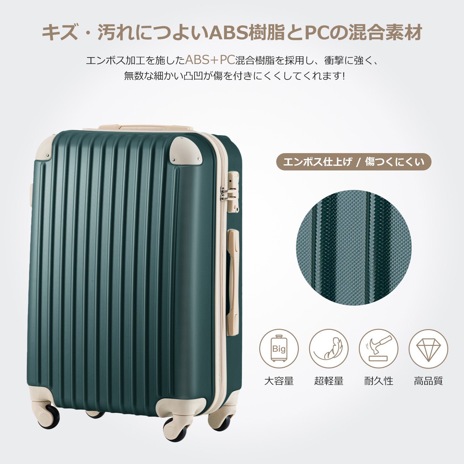 Mサイズ スーツケース キャリーバッグ キャリーケース 超軽量 TSAロック搭載 4日-7日 中型 PP298908EAA - 画像 (2)