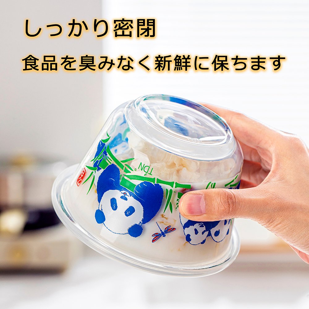 パンダ 耐熱ガラス 耐熱容器 480ML 電子レンジ対応 オーブン 食器洗い機可 BPAフリー 丸型 保存器 贈り物 パンダ グッズ 新生活 容ギフト 家族 結婚祝い 誕生日 結婚記念日(3個セット) X0013ZCDD3 - 画像 (5)