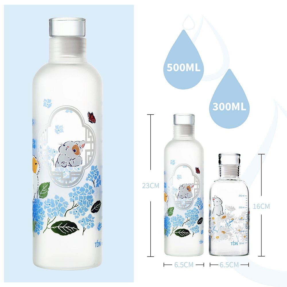 水筒 500ml タイムマーカー ウォーターボトル プレゼント ペア ギフト ガラスボトル 水を飲む習慣 水分補給 つや消し コップセット カップル ガラス 水筒 スポーツウォーターボトル 定期的で健康的な水分摂取 贈り物 結婚祝い 誕生日 結婚記念日 (500ml+300ml)X00137U79N - 画像 (5)