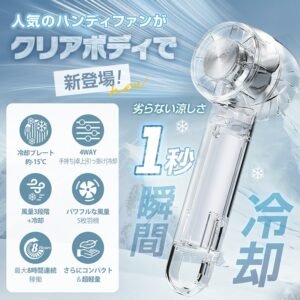 クリア扇風機 クリアハンディーファン 携帯扇風機 3段階風量 4WAY仕様 軽量 USB充電 手持ち 卓上 引っ掛け 冷却 熱中症対策 暑さ対策  cc045
