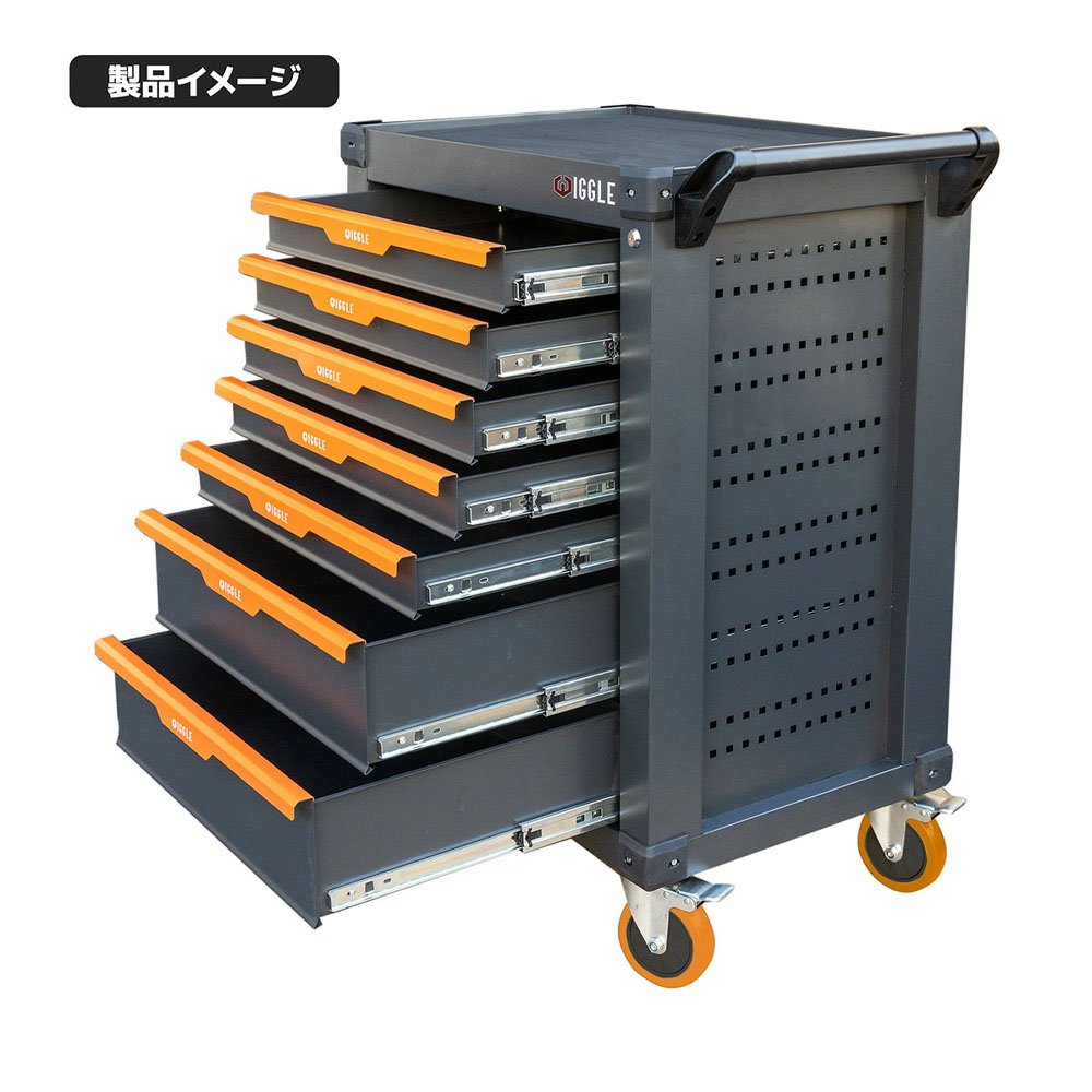ツールカート 7段キャビネットタイプ 工具箱 ツールボックス 工具入れ 工具セット ツールチェスト ツールキャビネットツールボックス 工具ボックス 57kg【レビュー記載でフック2個プレゼント】 X0694100 - 画像 (8)