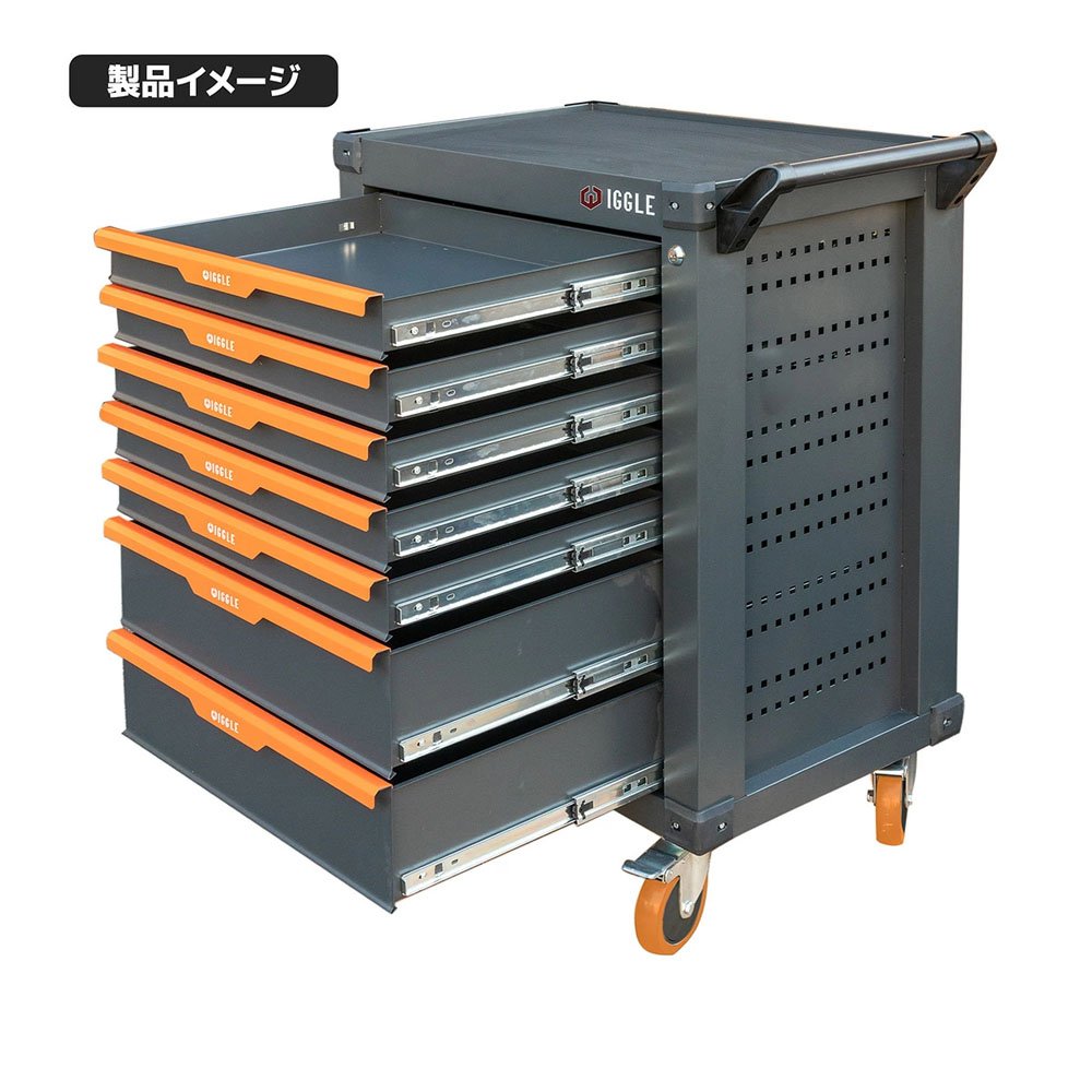 ツールカート 7段キャビネットタイプ 工具箱 ツールボックス 工具入れ 工具セット ツールチェスト ツールキャビネットツールボックス 工具ボックス 57kg【レビュー記載でフック2個プレゼント】 X0694100 - 画像 (10)