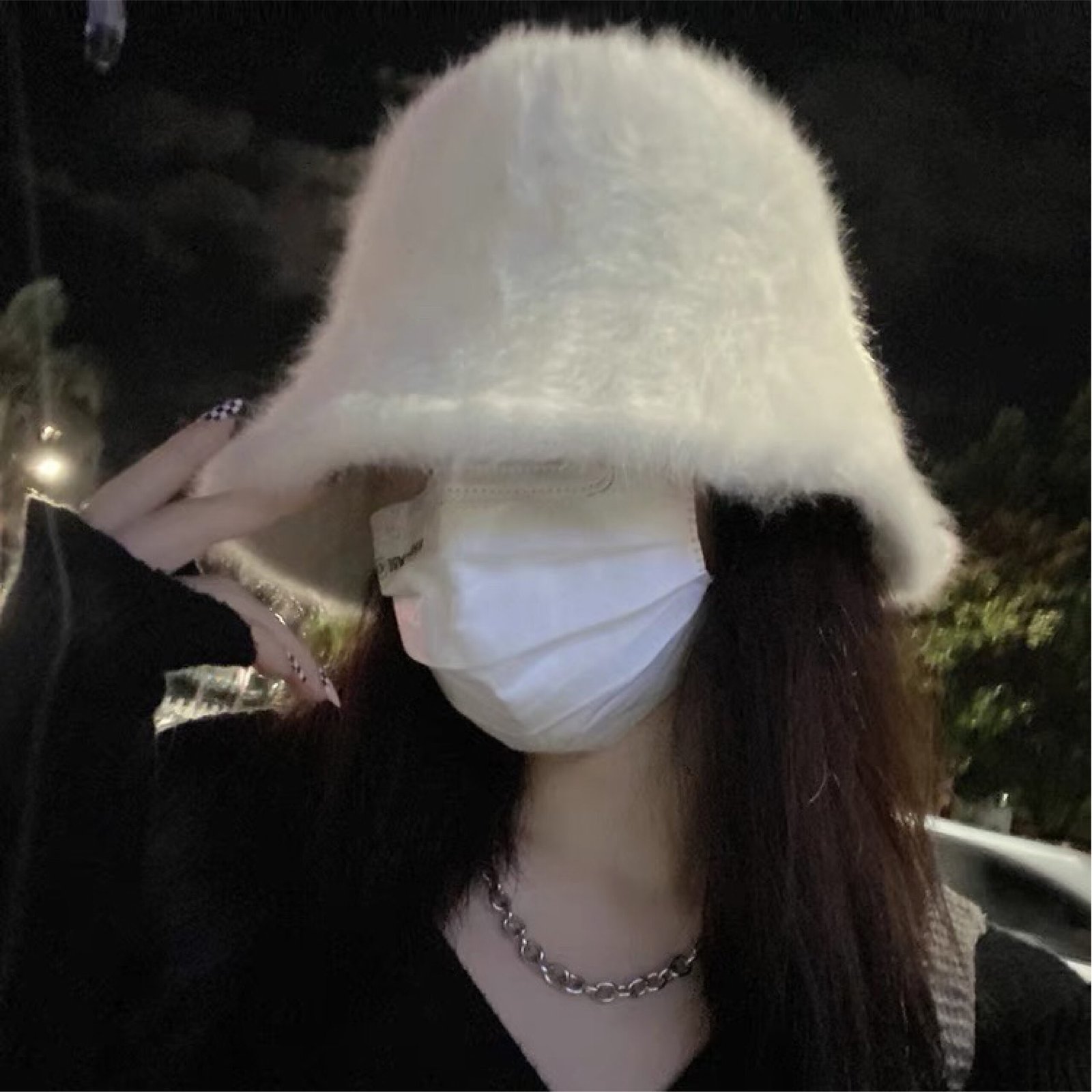 漁師の帽子 ファジー バケット ハット 女性の帽子 バケット ハット ふわふわ バケットキャップ 女性用 防風 暖かい帽子 冬の女性のファッション jtl050 - 画像 (2)