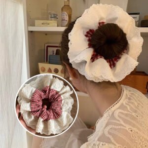 シュシュ ヘアアクセサリー ヘアゴム チェック柄 レース シュシュ ヘアアクセ シンプル 大人 子ども 簡単 髪留め レディース ヘアアレンジ 可愛い お洒落 jtl095