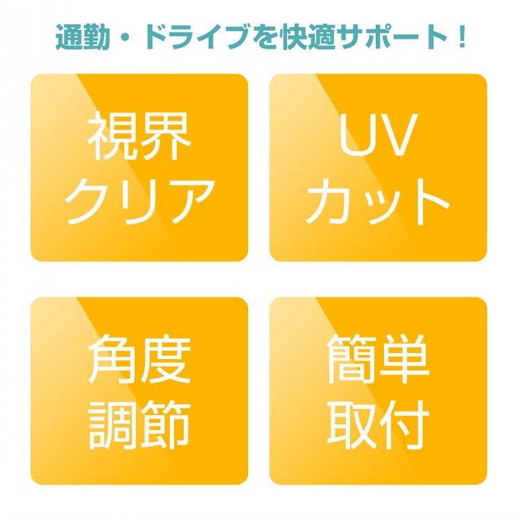 車サンバイザー UVカット 眩しさ軽減 180°角度調筋 昼夜兼用 日差し 雪の反射 対向車のライト 車内用品 軽自動車 SUV ee420 - 画像 (2)