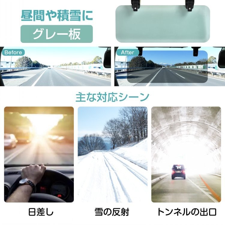 車サンバイザー UVカット 眩しさ軽減 180°角度調筋 昼夜兼用 日差し 雪の反射 対向車のライト 車内用品 軽自動車 SUV ee420 - 画像 (6)