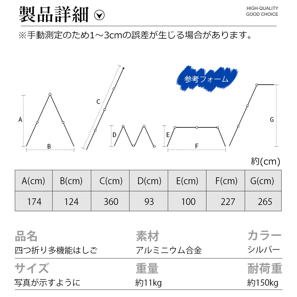 はしご 梯子 ハシゴ 脚立 足場 万能はしご 多機能はしご 3.6m アルミはしご 折りたたみ スーパーラダー 送料無料 K-04 - 画像 (3)