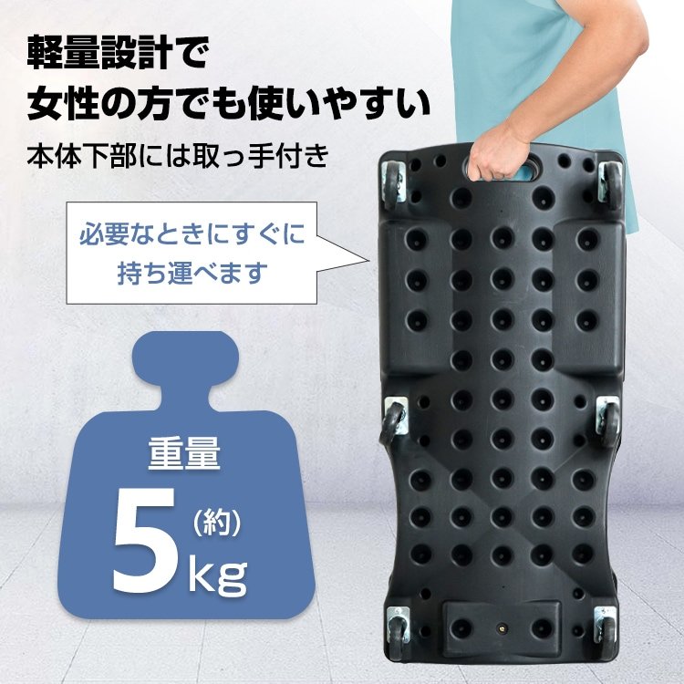 メカニックリーパー 作業用寝板カート 低床クリーパー 耐荷重120kg 曲線形状 6輪キャスター 小物入れ付き クッション枕付き 軽量 点検 作業 車検 ee365 - 画像 (8)