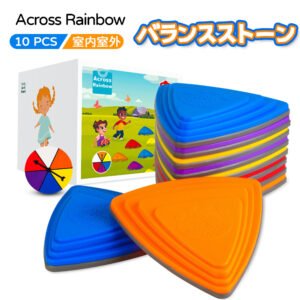 Across Rainbow バランスストーン10PCS キッズアウトドア 玩具 平均台 遊具 2~10歳 耐荷重量68KG/PCS 室内 室外兼用【幼稚園/教育施設/家庭ゲーム】バランス感覚/体幹/運動不足解消/STEM ) B0D397YCFN