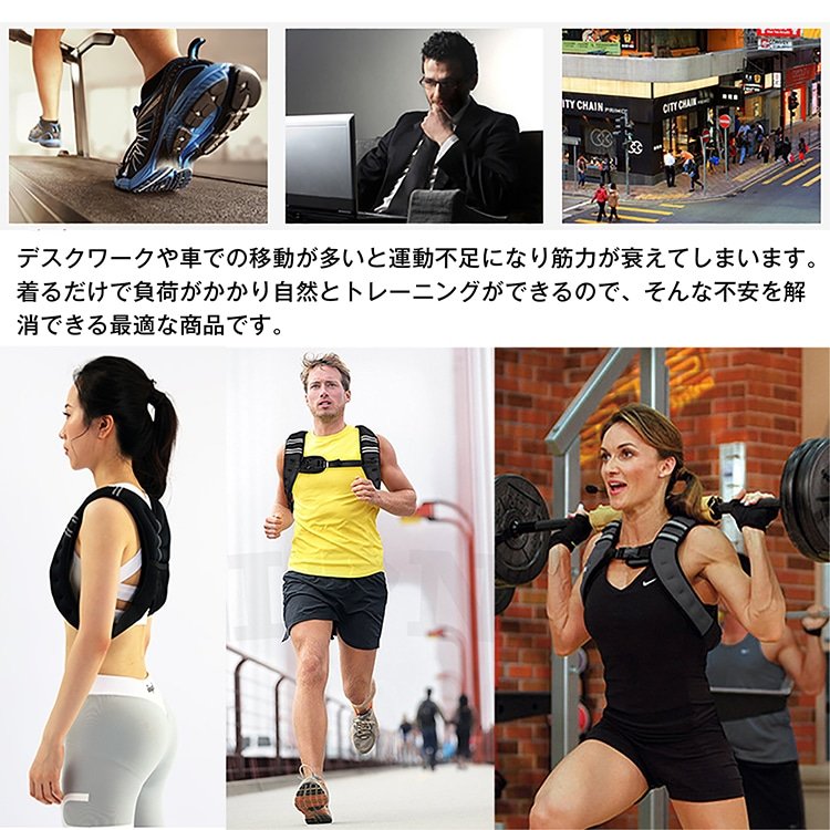 ウェイトベスト 10kg 通気性 メッシュボケット付き 体力アップ 筋トレ 筋力アップ 負荷運動 自宅トレーニング トレーニング de079 - 画像 (3)