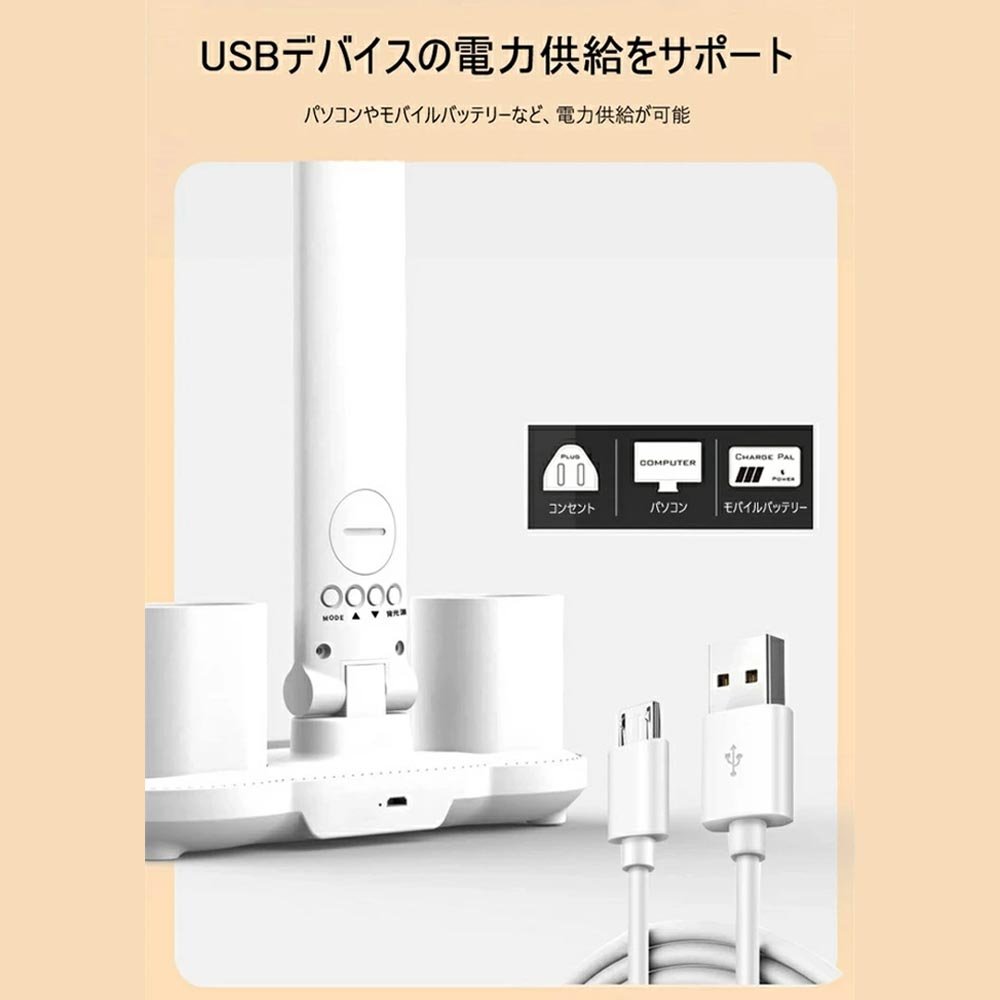 【送料無料】ダブルヘッドライト設計 多機能ディスプレイ搭載 3段階色温度と無段階調光 高演色性LEDを採用 文房具や小物の収納に便利! バッテリー内蔵式 読書灯 デスク ライト tablelamp - 画像 (8)