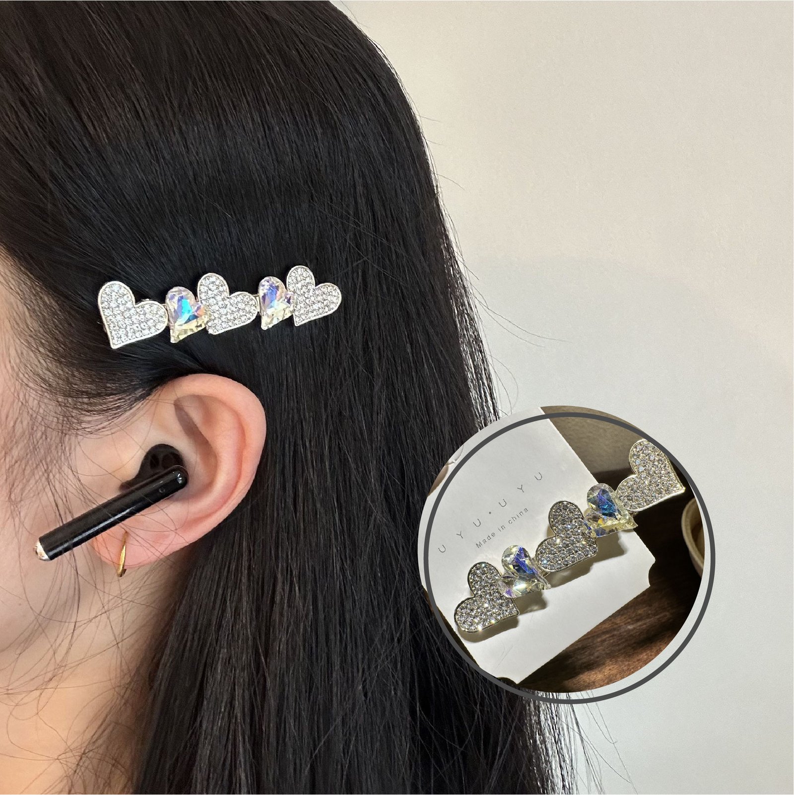 ヘアピン ヘアクリップ ヘアアクセサリー 可愛い 女の子 レディース 髪飾り キラキラ 1個 髪留め 一字型ピン おしゃれ ダッククリップ 高級感 アクセサリー jtl015