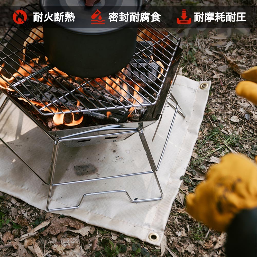 焚き火シート 耐火 防火布 耐熱 バーベキュー防火マット 阻燃 断熱マット 焼け防止 グリル保護マット 火災防止 耐火シート バーベキューコンロ 屋外 キャンプ バーベキュー YW-01 - 画像 (2)