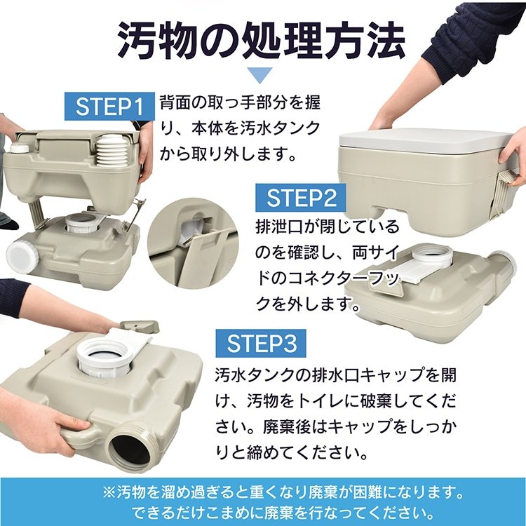 簡易トイレ ポータブル水洗トイレ 携帯トイレ 10L 耐荷重約200kg 取っ手付き 非常用 災害 アウトドア キャンプ 車中泊 介護用 交通渋滞 sg158 - 画像 (8)