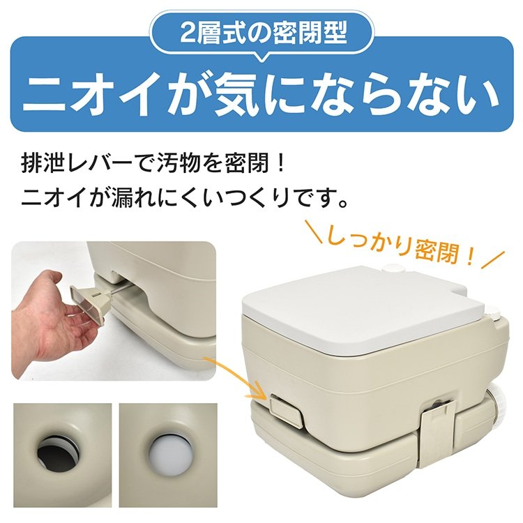 簡易トイレ ポータブル水洗トイレ 携帯トイレ 10L 耐荷重約200kg 取っ手付き 非常用 災害 アウトドア キャンプ 車中泊 介護用 交通渋滞 sg158 - 画像 (5)