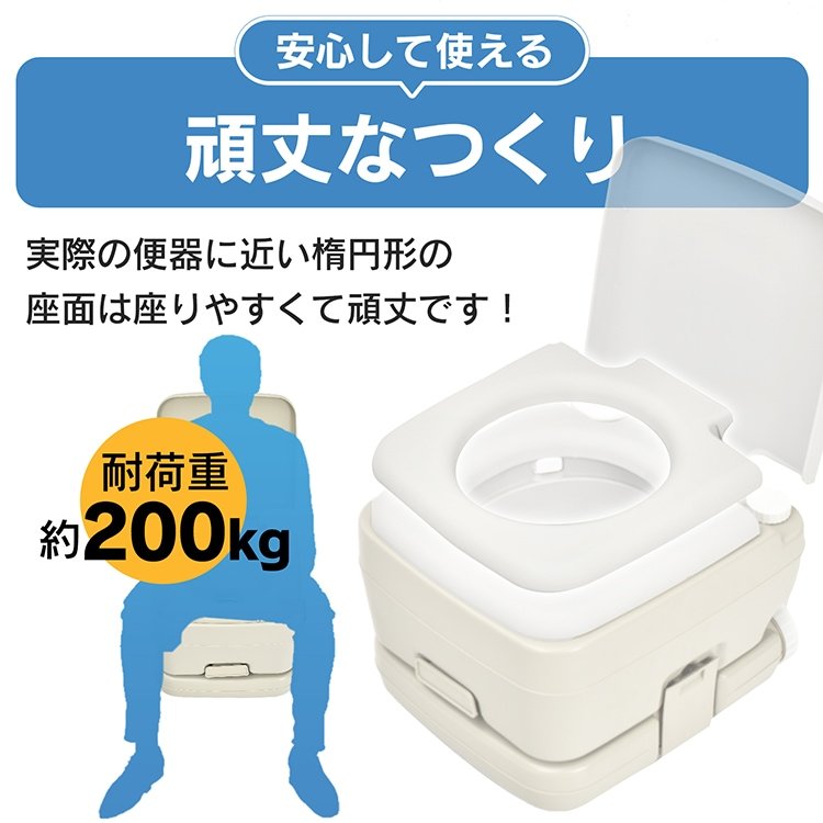 簡易トイレ ポータブル水洗トイレ 携帯トイレ 10L 耐荷重約200kg 取っ手付き 非常用 災害 アウトドア キャンプ 車中泊 介護用 交通渋滞 sg158 - 画像 (4)