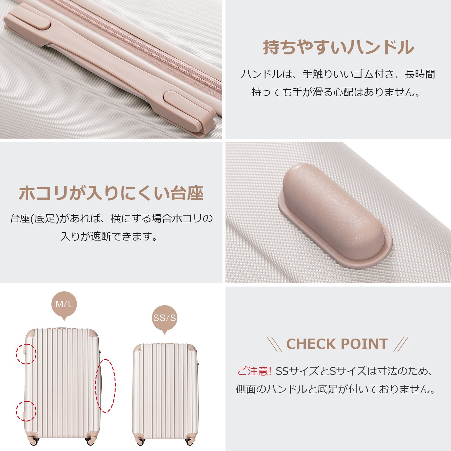 Mサイズ スーツケース キャリーバッグ キャリーケース 超軽量 TSAロック搭載 4日-7日 中型 PP298908NAA - 画像 (5)