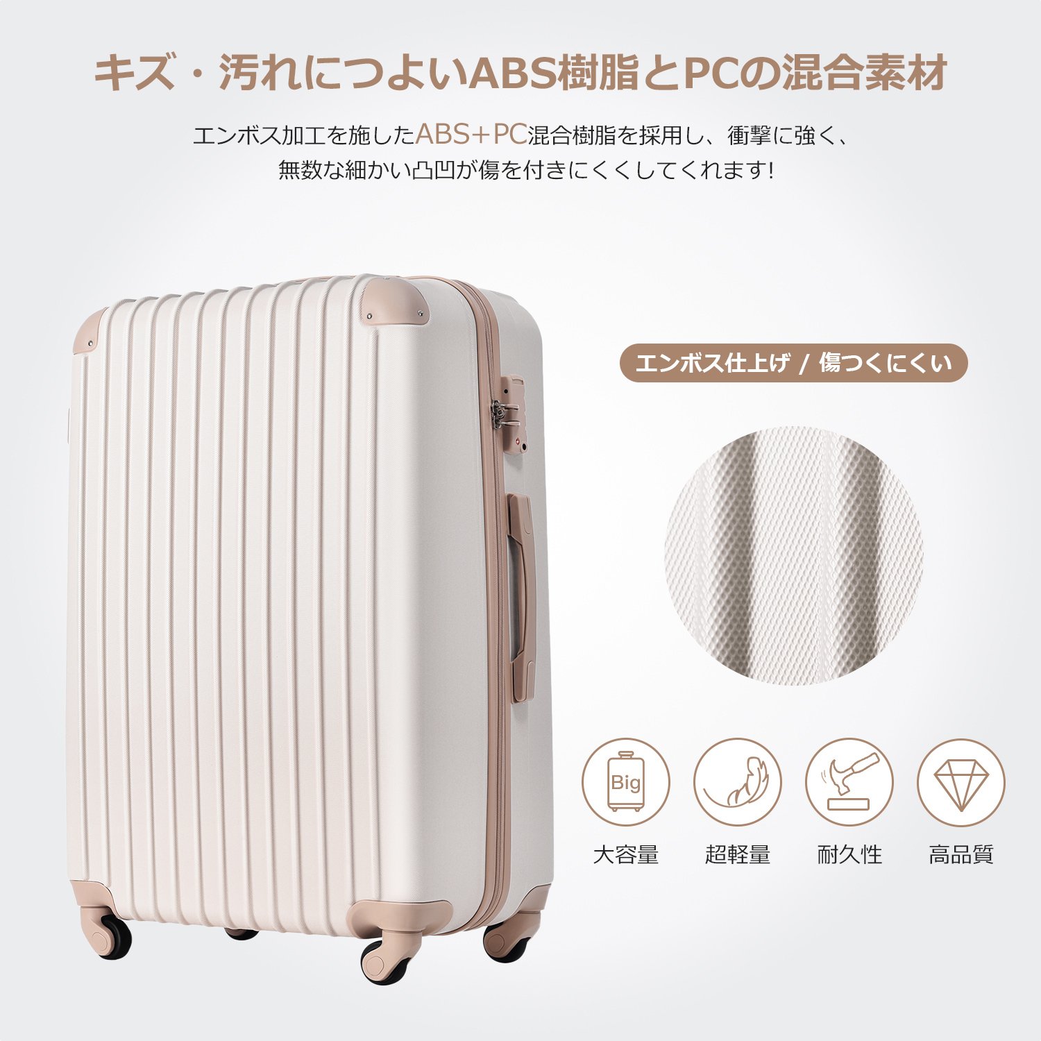 Mサイズ スーツケース キャリーバッグ キャリーケース 超軽量 TSAロック搭載 4日-7日 中型 PP298908NAA - 画像 (2)