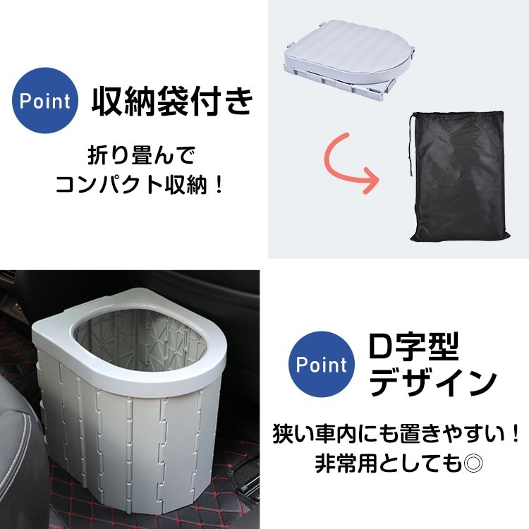 簡易トイレ 携帯トイレ 車載トイレ 12回分 折りたたみ式 便座一体型 凝固剂x12 排出物袋 水洗い可能 超軽量 防災グッズ 非常用 災害 緊急時 断水 交通渋滞 アウトドア キャンプ 登山 ny564 - 画像 (2)
